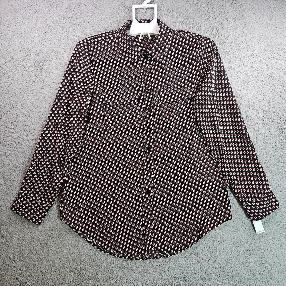 $48 NWT - Zac & Rachel Tunic Shirt Top Blouse Women Small Button Up Black - NEW